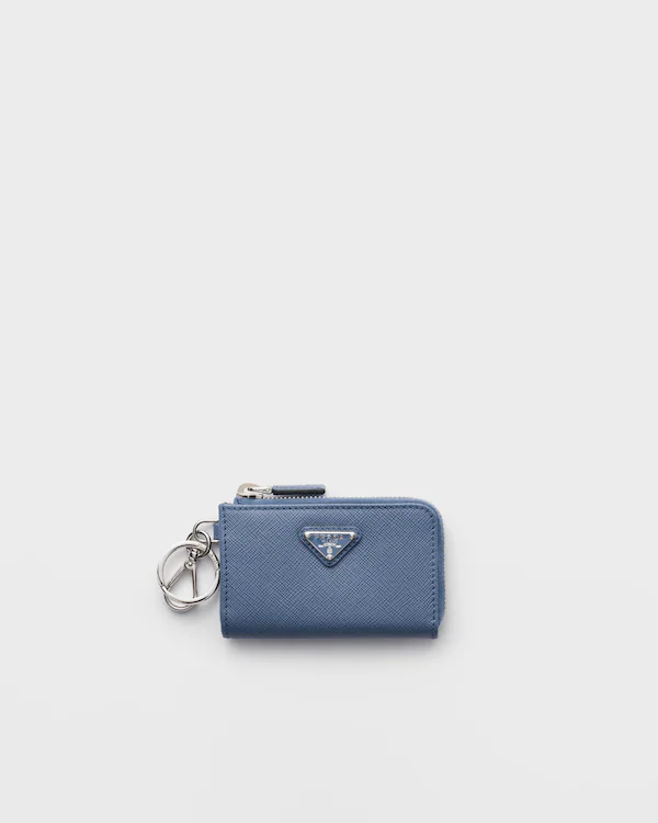 Saffiano Leather Mini Pouch with keychain
