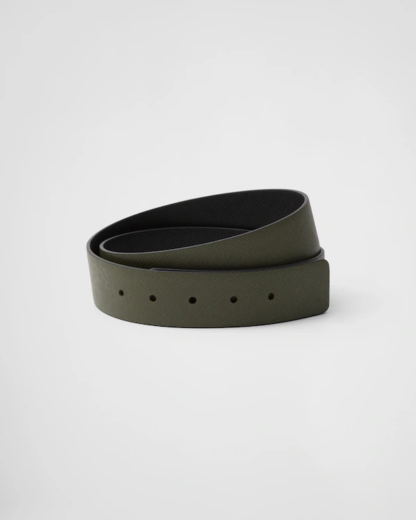 Reversible Saffiano leather belt strap