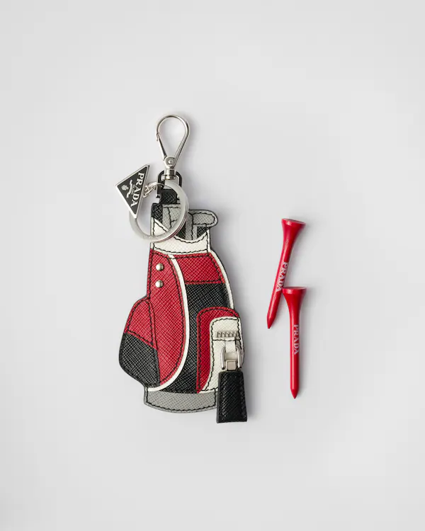Saffiano leather golf tee bag charm