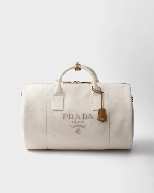 Linen blend duffle bag