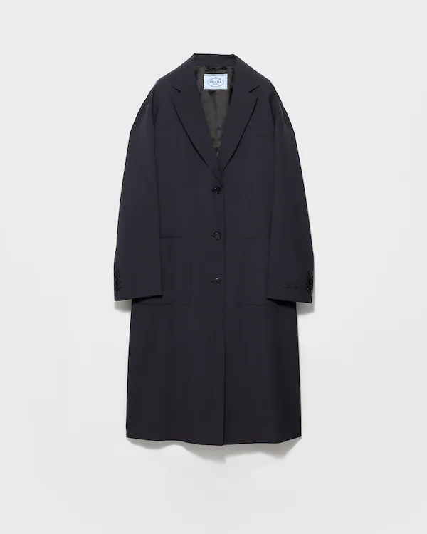 Single-breasted light wool coat