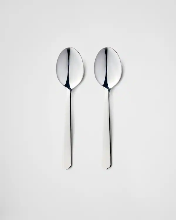 Set of two stainless steel teaspoons