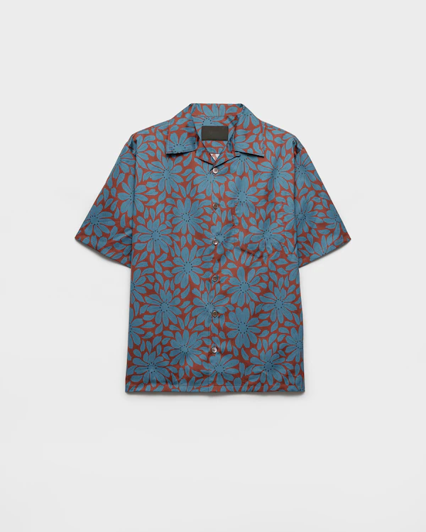 Short-sleeved cotton blend shirt