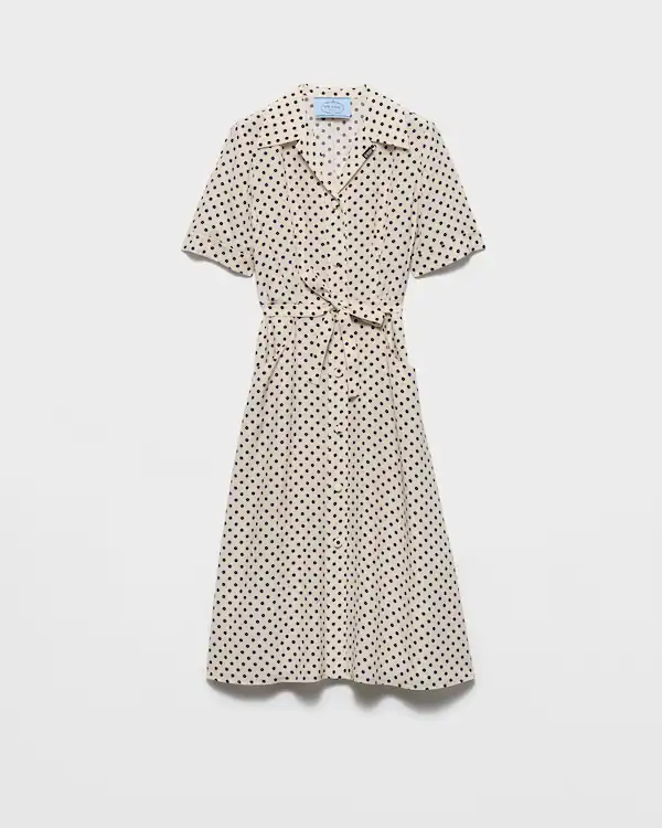 Polka-dot print marocain shirt dress