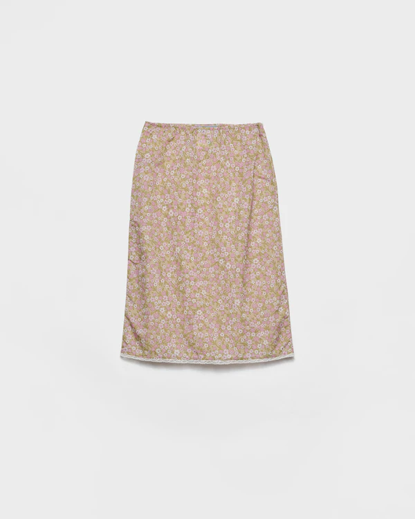 Floral print Re-Nylon midi-skirt