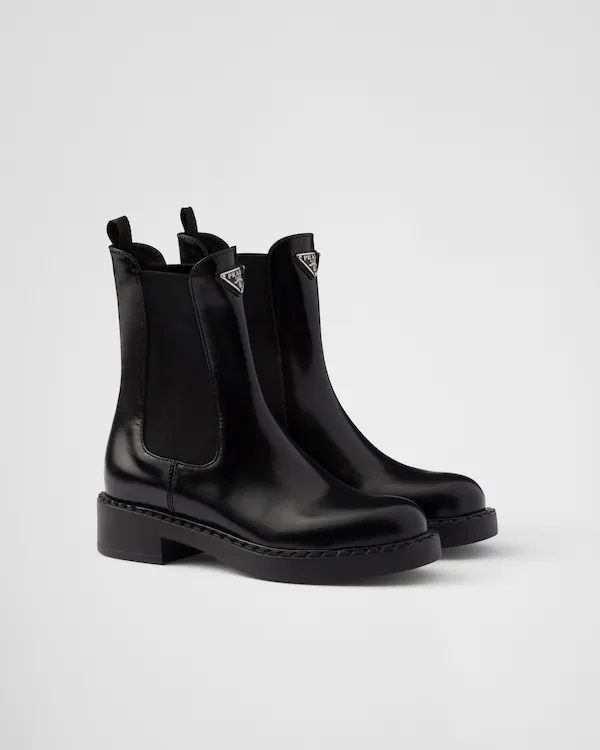Chocolate brushed leather Chelsea boots