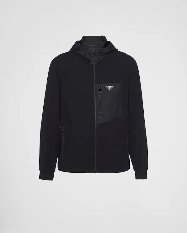 Technical cotton and Re-Nylon cardigan