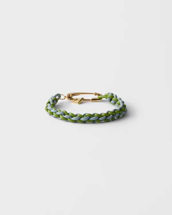Braided nappa leather bracelet with metal ornament