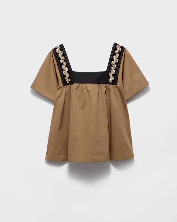 Embroidered old gabardine top
