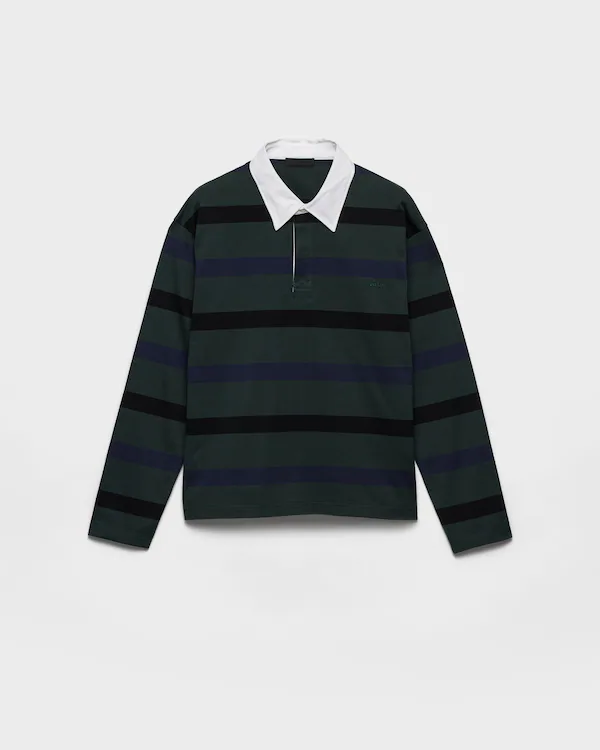 Long-sleeved cotton polo shirt