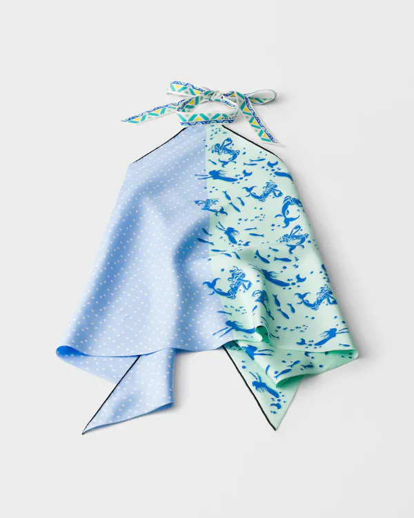 Printed silk twill top