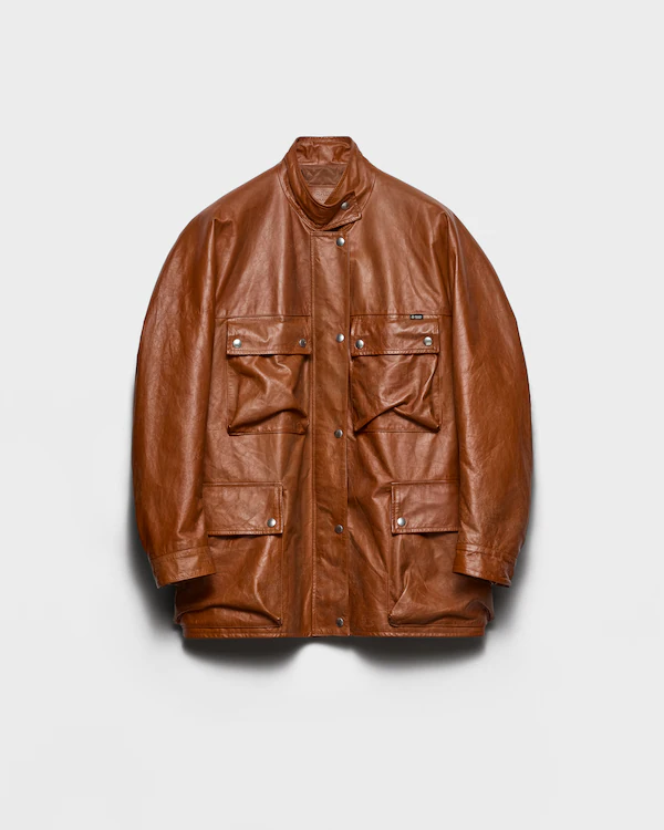 Antiqued leather caban jacket Antiqued leather caban jacket