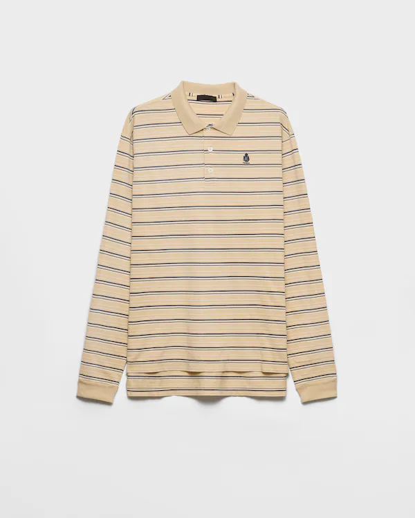 Striped cotton piqué polo shirt