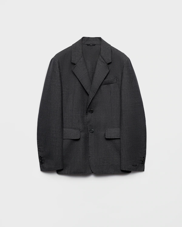 Single-breasted wool blend jacket
