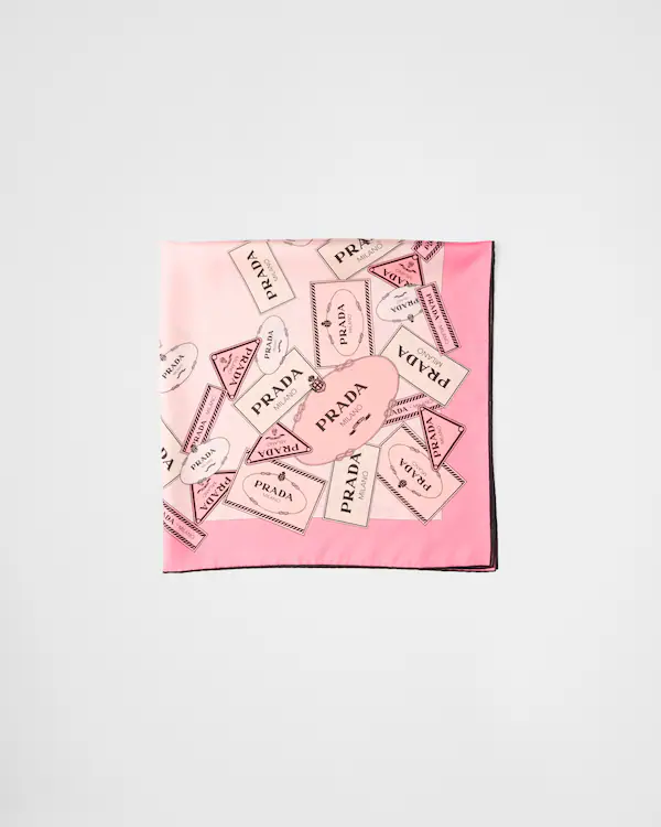 Printed silk twill scarf 90