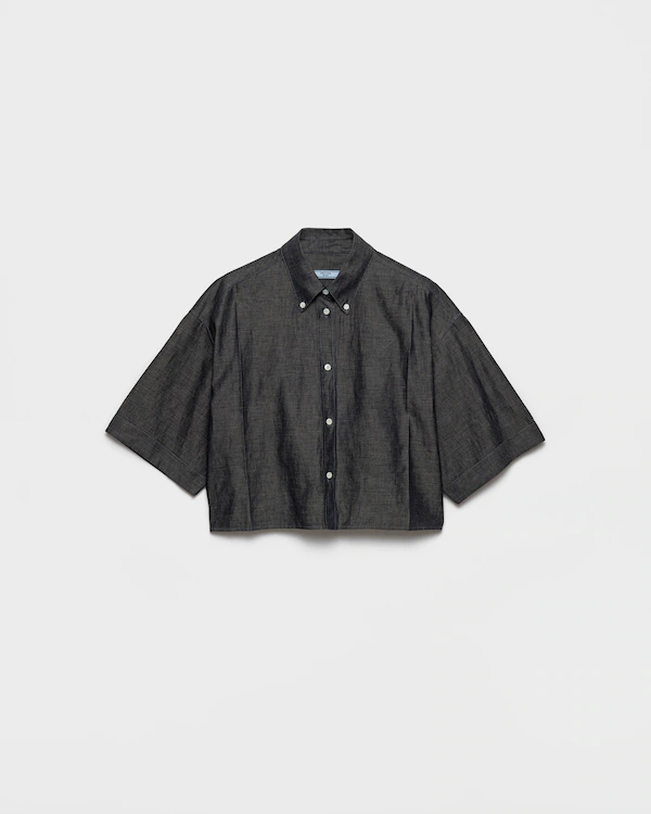 Short-sleeved chambray shirt