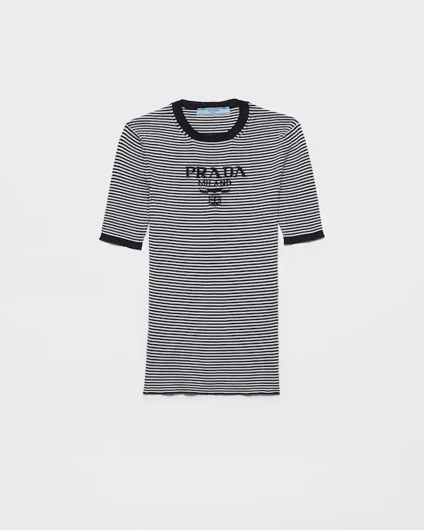 Striped silk crew-neck sweater