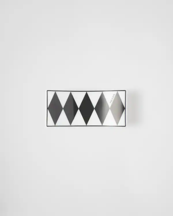 Set of two porcelain chopstick rests - Checkerboard