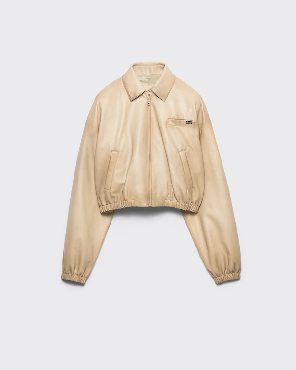 Cropped nappa leather jacket