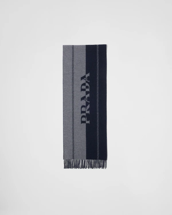 Small wool scarf with jacquard logo