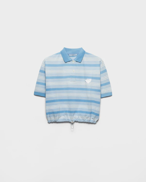 Striped print piqué polo shirt