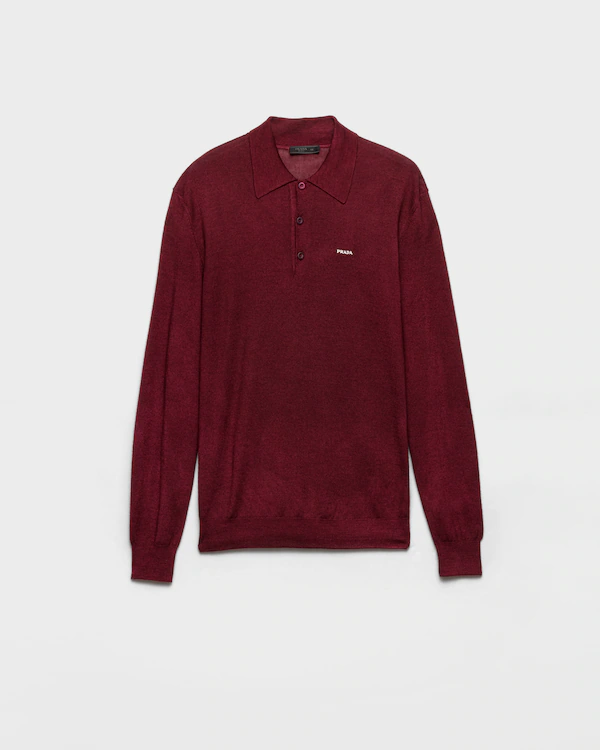 Wool and silk polo sweater