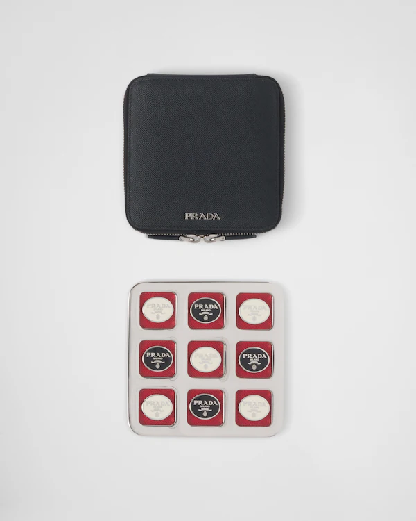 Saffiano leather Tic-Tac-Toe Set Saffiano leather Tic-Tac-Toe Set