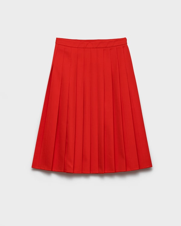 Pleated gabardine midi-skirt