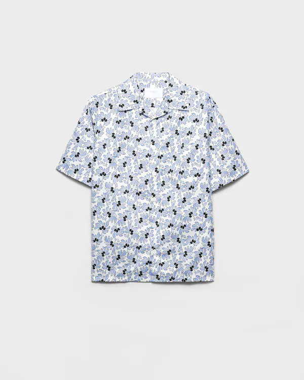 Printed cotton blend bowling shirt
