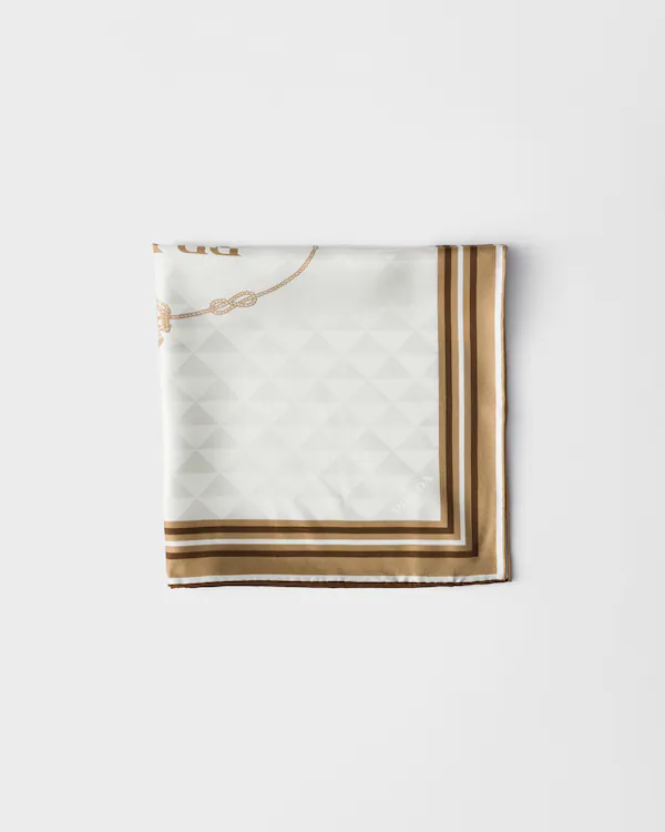 Printed silk twill jacquard scarf 55