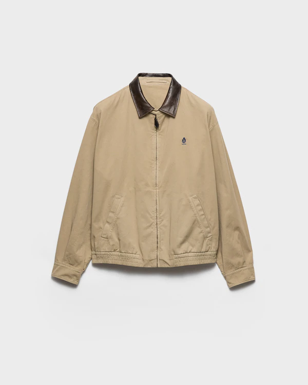 Cotton jacket with leather details