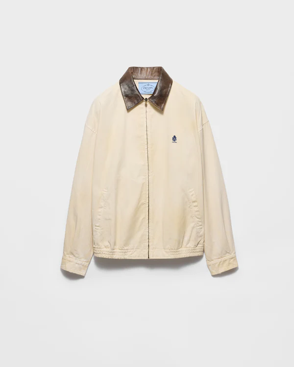 Embroidered garment-dyed old gabardine blouson jacket