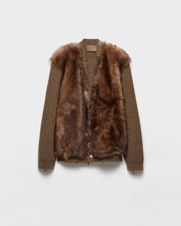 Wool and shearling cardigan