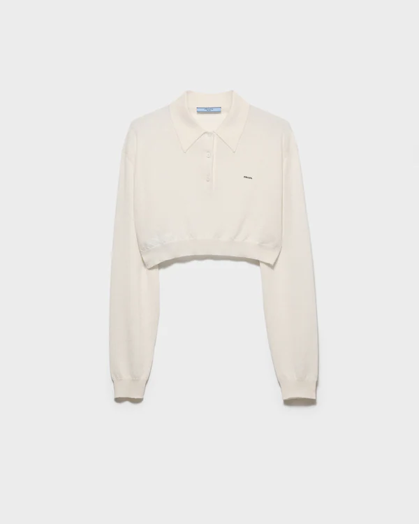 Cropped cashmere polo shirt