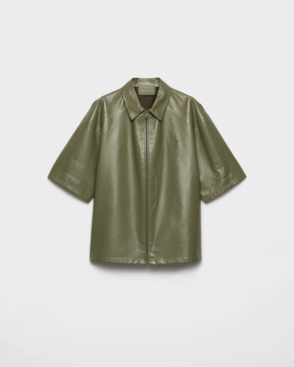Nappa leather zipper shirt