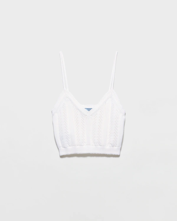 Openwork cotton crop top
