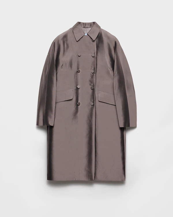 Double-breasted wool and silk coat