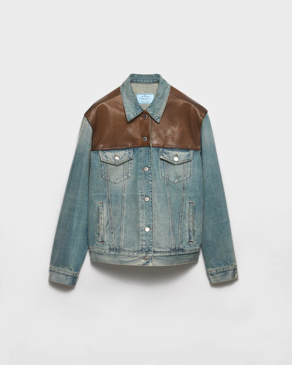 Denim and leather blouson jacket Denim and leather blouson jacket