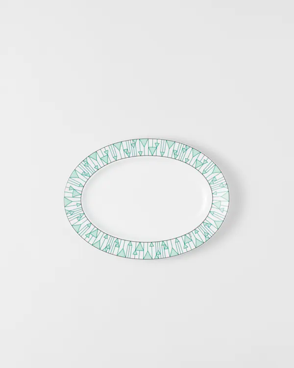 Medium porcelain serving plate - Vienna Green