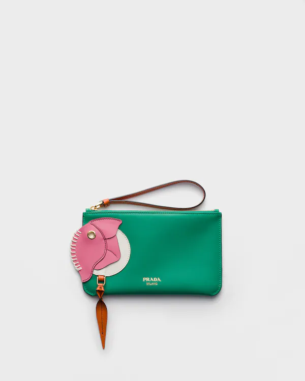 Leather zipper pouch