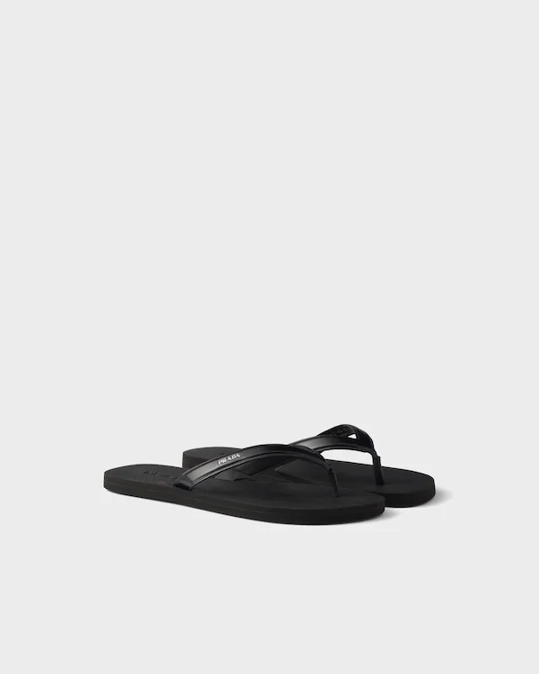 Brushed leather flip-flops