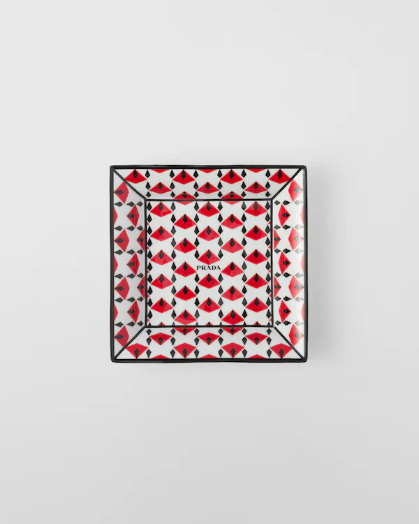 Large square porcelain catchall tray - Vienna Red