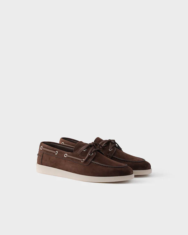 Suede boat shoes with laces