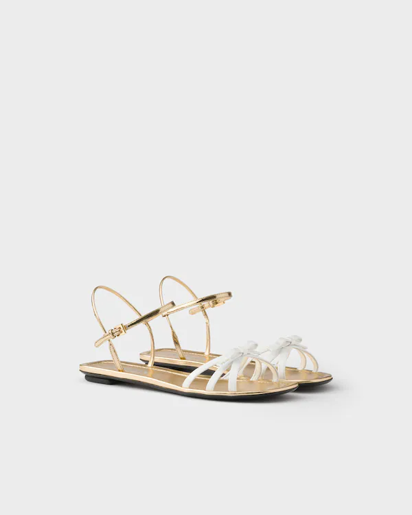 Flat patent and metallic leather sandals