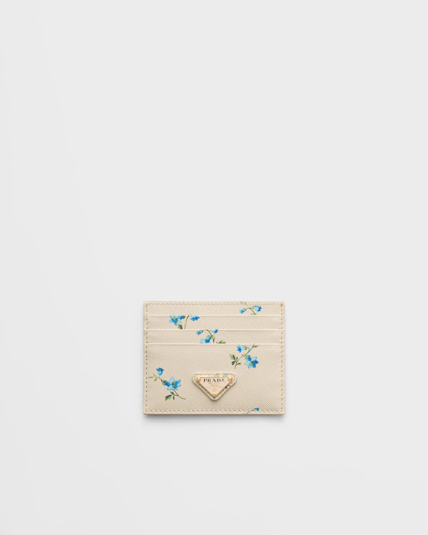 Printed Saffiano leather card holder