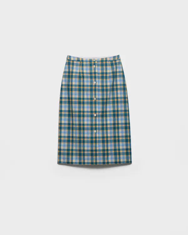 Plaid cotton pencil skirt