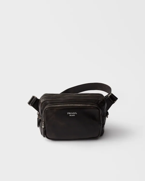 Distressed nappa leather shoulder bag