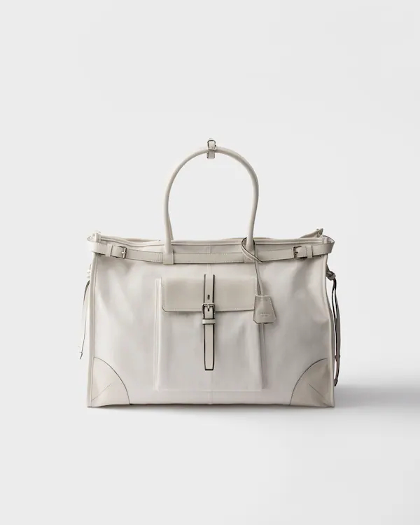 Prada Bonnie denim and leather tote bag