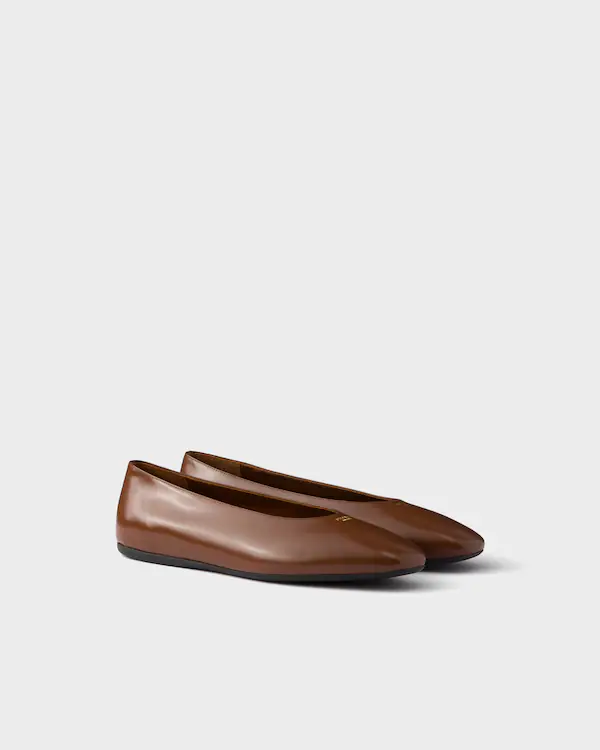 Brushed leather ballerinas