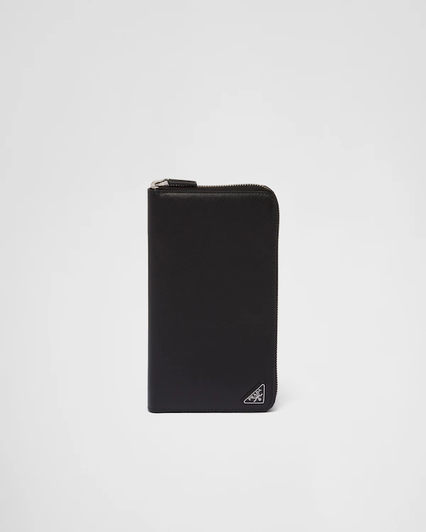 Saffiano leather zip around wallet